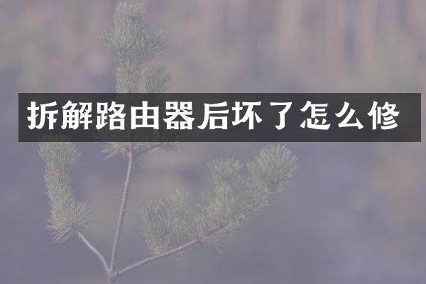 拆解路由器后坏了怎么修