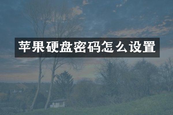 苹果硬盘密码怎么设置