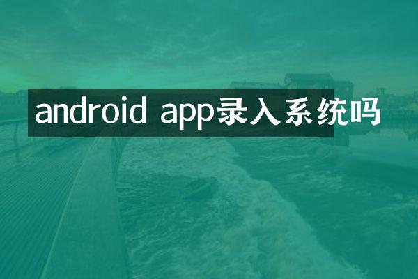 android app录入系统吗