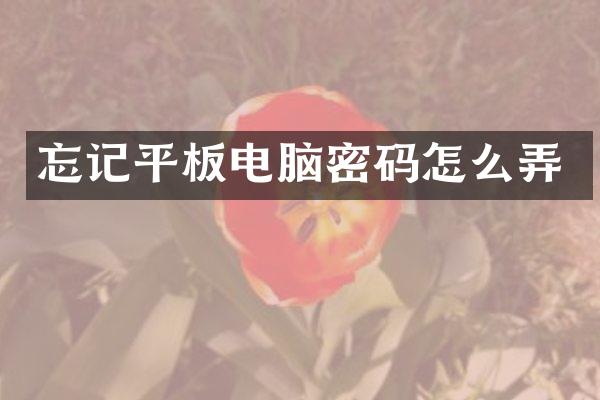 忘记平板电脑密码怎么弄