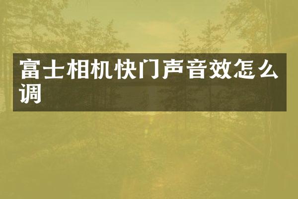 富士相机快门声音效怎么调