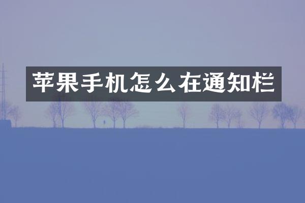 苹果手机怎么在通知栏