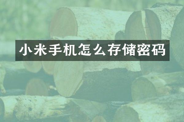 小米手机怎么存储密码