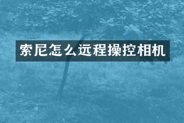 怎么远程操控相机