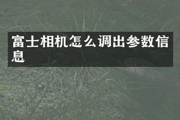 富士相机怎么调出参数信息