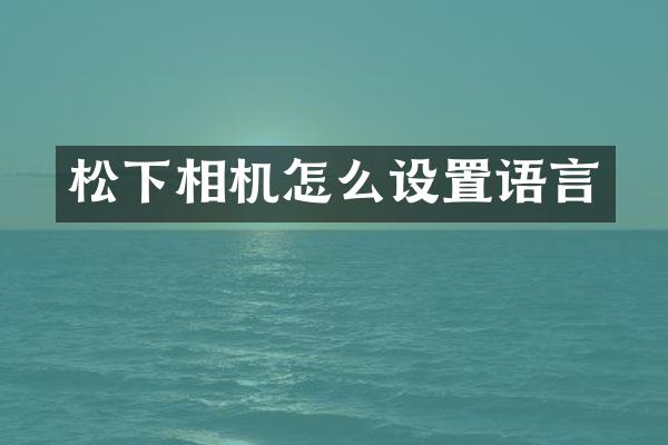 相机怎么设置语言