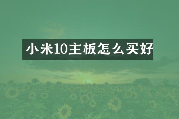 小米10主板怎么买好