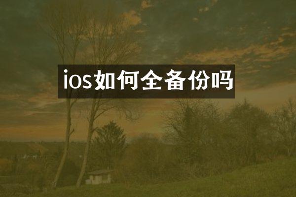 ios如何全备份吗