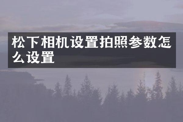 相机设置拍照参数怎么设置