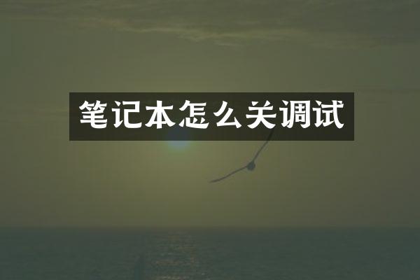 笔记本怎么关调试
