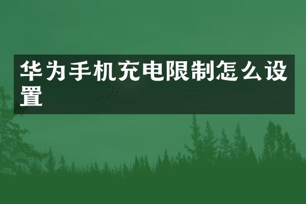 华为手机充电限制怎么设置