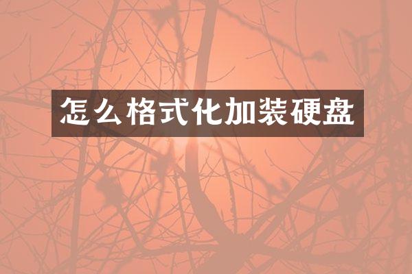怎么格式化加装硬盘