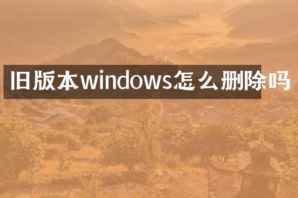旧版本windows怎么删除吗