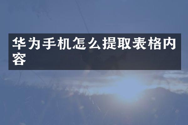 华为手机怎么提取表格内容