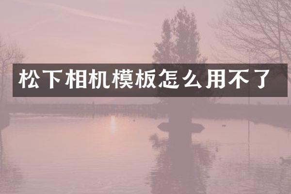 相机模板怎么用不了