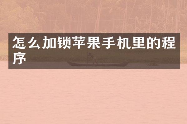 怎么加锁苹果手机里的程序