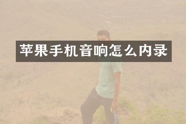 苹果手机音响怎么内录