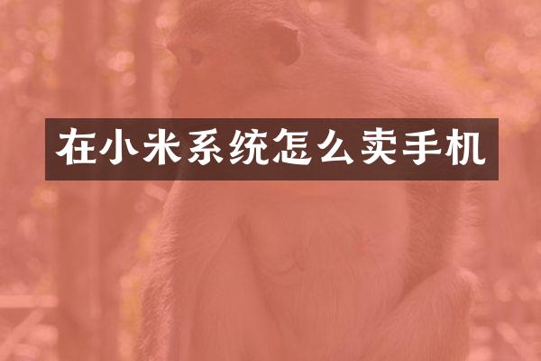 在小米系统怎么卖手机
