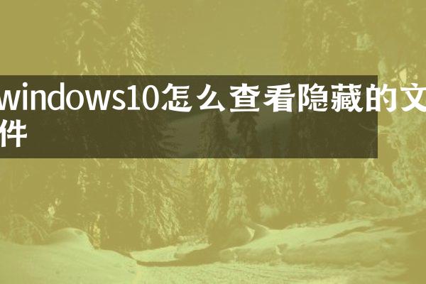 windows10怎么查看隐藏的文件