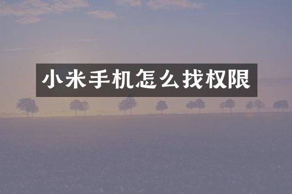 小米手机怎么找权限