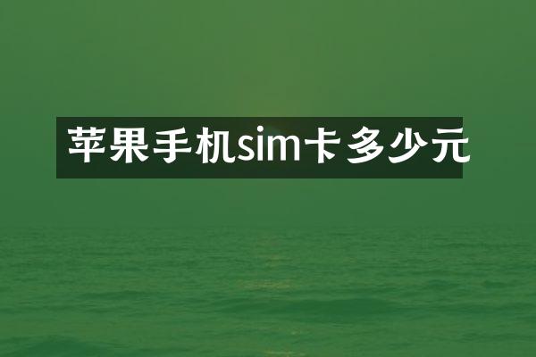 苹果手机sim卡多少元