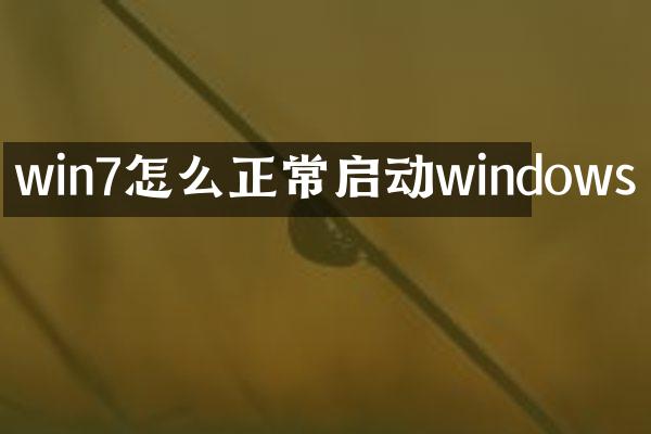 win7怎么正常启动windows