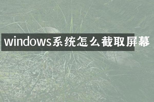 windows系统怎么截取屏幕