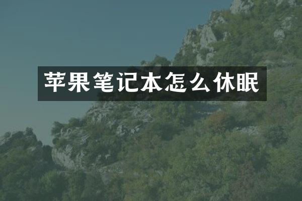 苹果笔记本怎么休眠