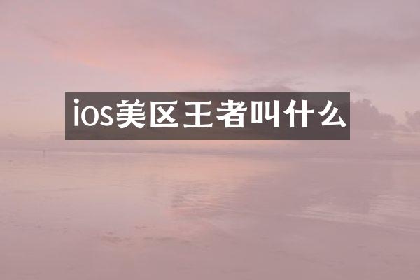 ios美区王者叫什么