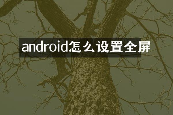 android怎么设置全屏