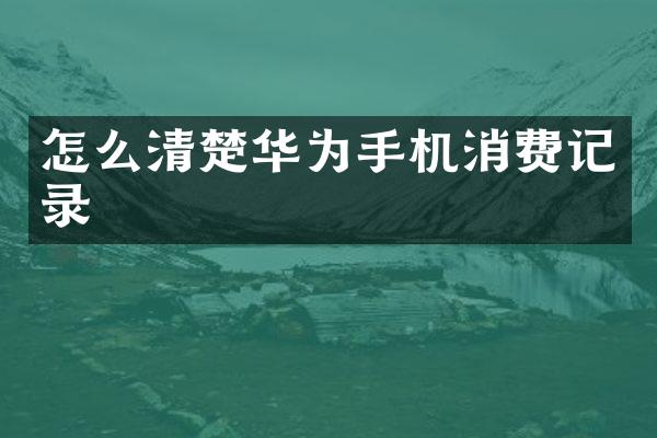 怎么清楚华为手机消费记录