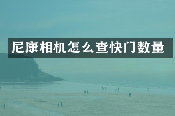 尼康相机怎么查快门数量