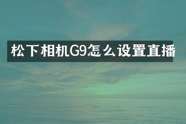 相机G9怎么设置直播