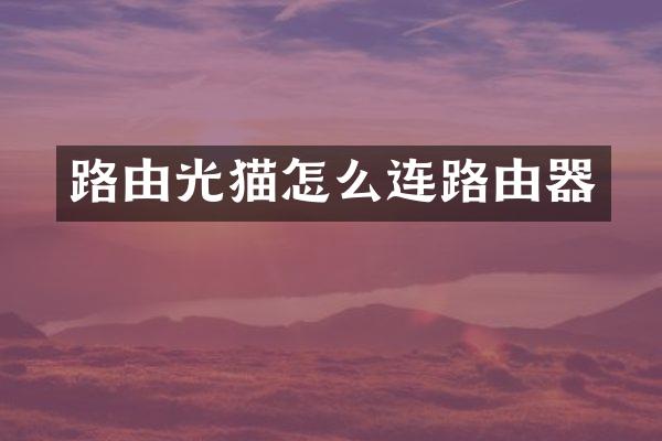 路由光猫怎么连路由器