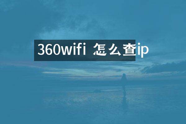 360wifi 怎么查ip