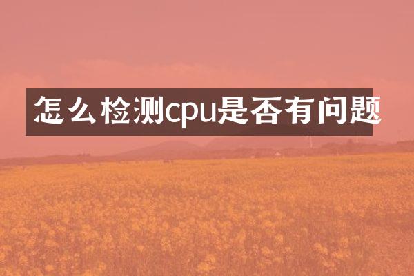 怎么检测cpu是否有问题