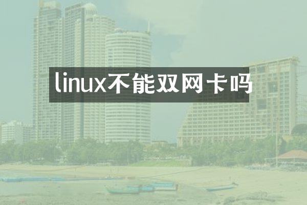 linux不能双网卡吗