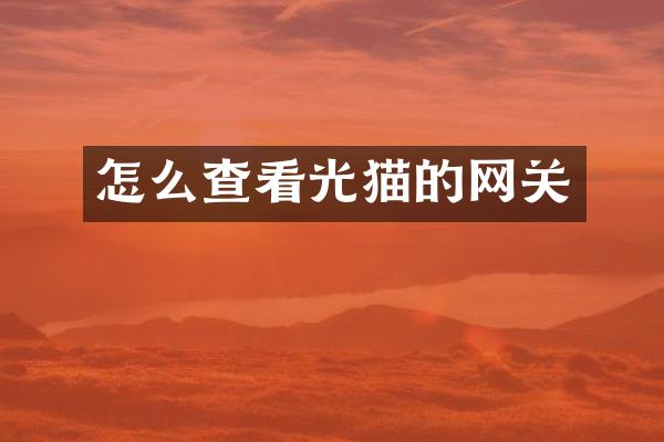 怎么查看光猫的网关