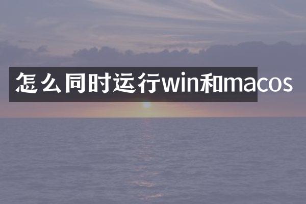 怎么同时运行win和macos