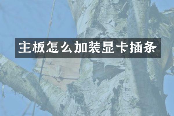 主板怎么加装显卡插条