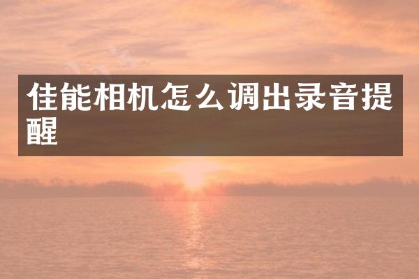 佳能相机怎么调出录音提醒