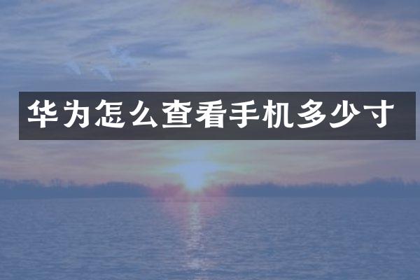 华为怎么查看手机多少寸