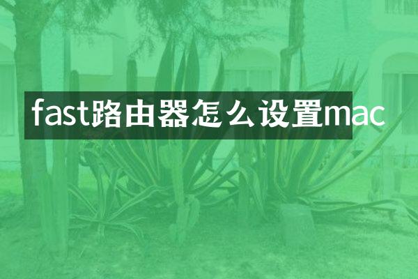 fast路由器怎么设置mac