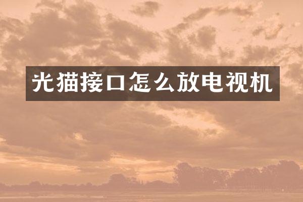 光猫接口怎么放电视机