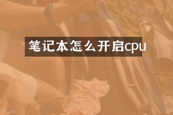 笔记本怎么开启cpu