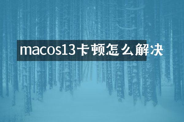 macos13卡顿怎么解决