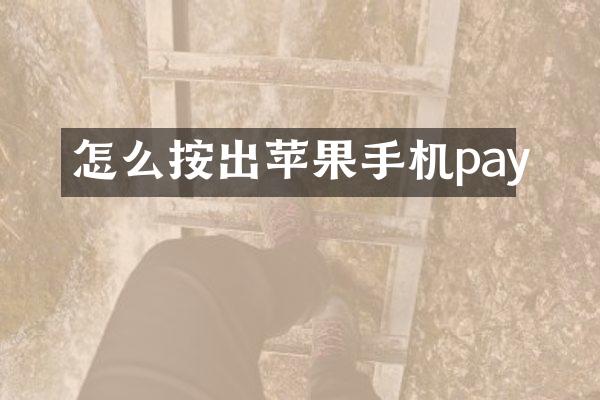 怎么按出苹果手机pay
