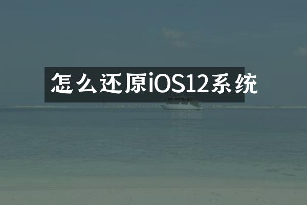 怎么还原iOS12系统