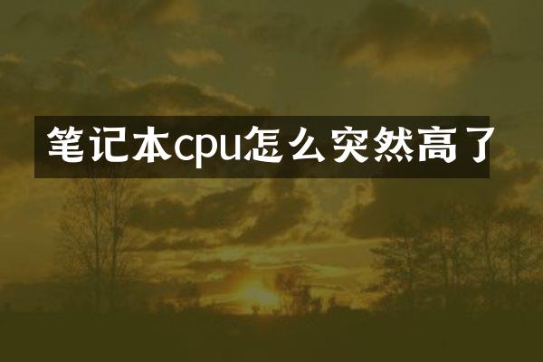 笔记本cpu怎么突然高了