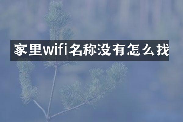家里wifi名称没有怎么找